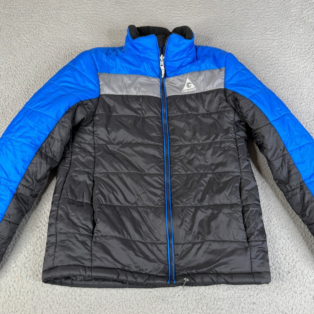 Gerry Puffer Jacket Boys L 14-16 Blue Black Quilted Full Zip Lightweight Lined
